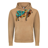 Vintage Camel brahman bull gemstone turquoise and sunflower Vintage Hoodie - RanaPortraitStore