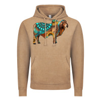 Vintage Coffee brahman bull gemstone turquoise and sunflower Vintage Hoodie - RanaPortraitStore