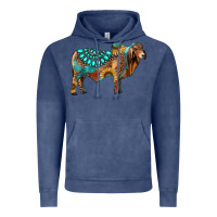 Vintage Denim brahman bull gemstone turquoise and sunflower Vintage Hoodie - RanaPortraitStore