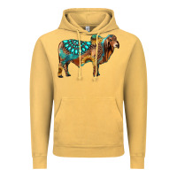 Vintage Mustard brahman bull gemstone turquoise and sunflower Vintage Hoodie - RanaPortraitStore