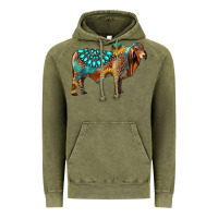 Vintage Olive brahman bull gemstone turquoise and sunflower Vintage Hoodie - RanaPortraitStore