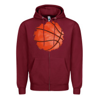 Burgundy basketball patch Zipper Hoodie - AdoDesignShop