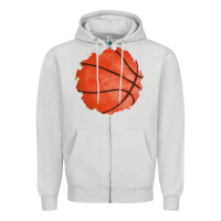Dove Grey basketball patch Zipper Hoodie - AdoDesignShop