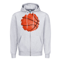 Heather Grey basketball patch Zipper Hoodie - AdoDesignShop