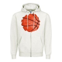 Oatmeal Heather basketball patch Zipper Hoodie - AdoDesignShop