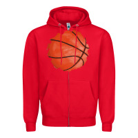 Red basketball patch Zipper Hoodie - AdoDesignShop