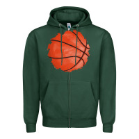 Sports Green basketball patch Zipper Hoodie - AdoDesignShop