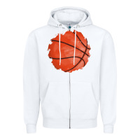 White basketball patch Zipper Hoodie - AdoDesignShop