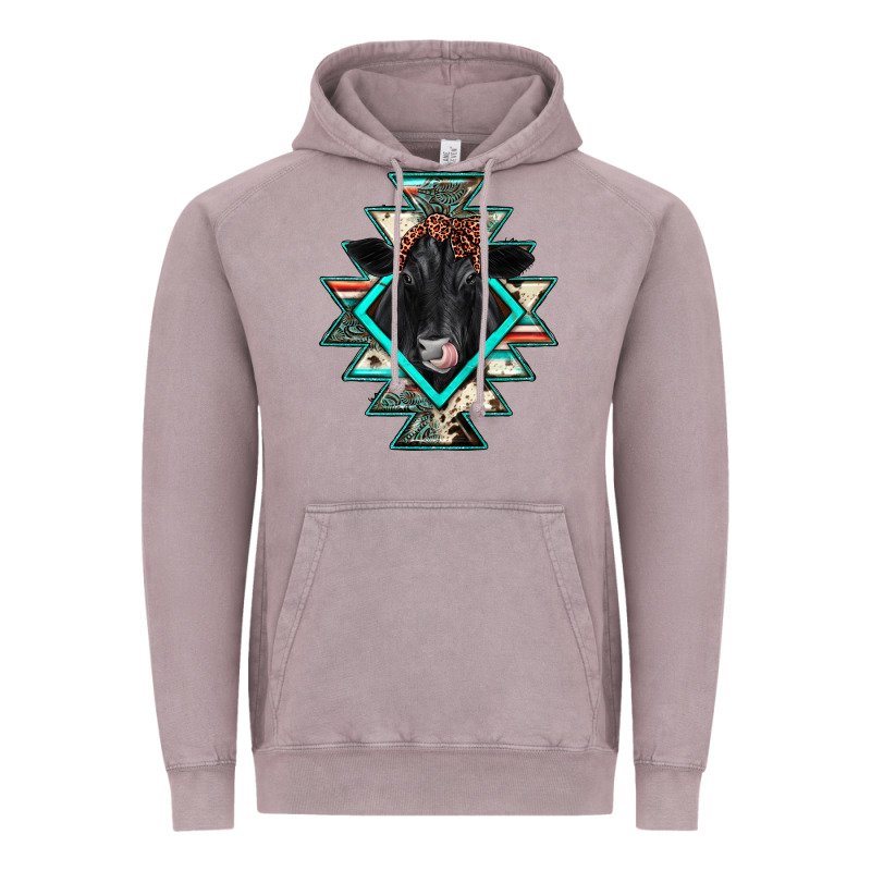 Black Angus Cowhide Aztec Vintage Hoodie by JahusDesignShop | Teevron