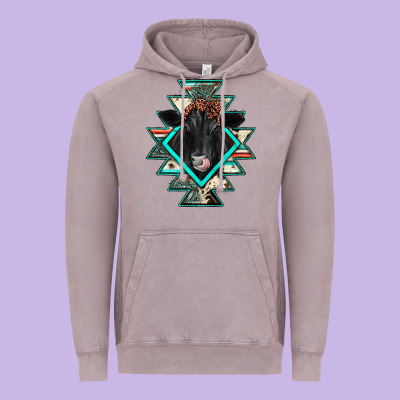 Black Angus Cowhide Aztec Vintage Hoodie Designed By Jahusdesignshop