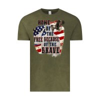 Vintage Olive Home of the free because of the brave 4th of july Vintage Tee - CowGirlArtShop