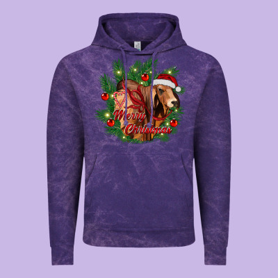 Merry Christmas Brahman Bull Vintage Hoodie Designed By Ranaportraitstore