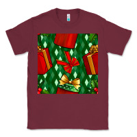 Burgundy christmas surprise gift box seamless pattern Classic Tee - BundleAndBundleShop