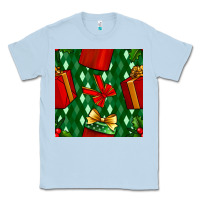 Dusty Blue christmas surprise gift box seamless pattern Classic Tee - BundleAndBundleShop