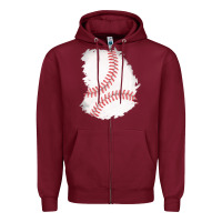Burgundy baseball patch Zipper Hoodie - AdoDesignShop