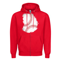 Red baseball patch Zipper Hoodie - AdoDesignShop