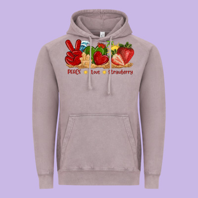 Peace Love Strawberry With Summer Vintage Hoodie Designed By Texasbilliewilder