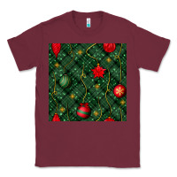 Burgundy christmas ornaments seamless  pattern Classic Tee - BundleAndBundleShop