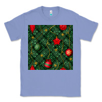 Colony Blue christmas ornaments seamless  pattern Classic Tee - BundleAndBundleShop