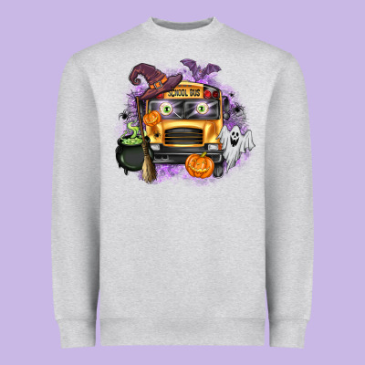 Halloween School Bus Heavyweight Sweatshirt Designed By Texasbilliewilder