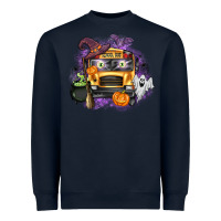 Navy Halloween School Bus Heavyweight Sweatshirt - texasbilliewilder