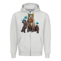 Dove Grey mama bear and baby bear Zipper Hoodie - Artiststas