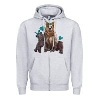 Heather Grey mama bear and baby bear Zipper Hoodie - Artiststas