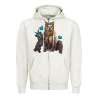 Oatmeal Heather mama bear and baby bear Zipper Hoodie - Artiststas
