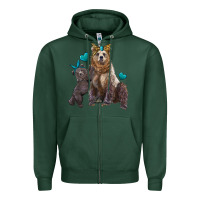 Sports Green mama bear and baby bear Zipper Hoodie - Artiststas