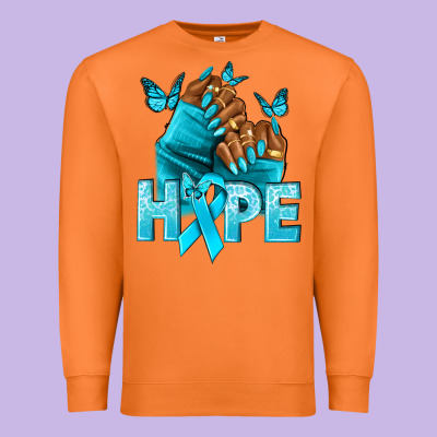 Hope Teal Ribbon Ovarian Cancer Nails Premium Sweatshirt Designed By Nancycooperartshop