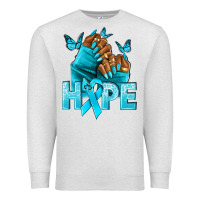 Oatmeal Heather Hope teal ribbon Ovarian Cancer nails Premium Sweatshirt - NancyCooperArtShop