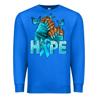 True Royal Hope teal ribbon Ovarian Cancer nails Premium Sweatshirt - NancyCooperArtShop