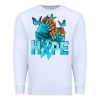 White Hope teal ribbon Ovarian Cancer nails Premium Sweatshirt - NancyCooperArtShop