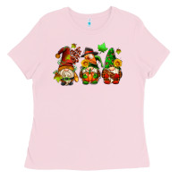 Bubblegum Pink fall gnomes with pumpkin pie Ladies Tee - AdoDesignShop