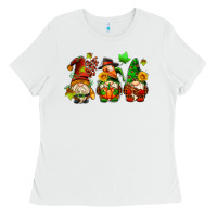 White fall gnomes with pumpkin pie Ladies Tee - AdoDesignShop