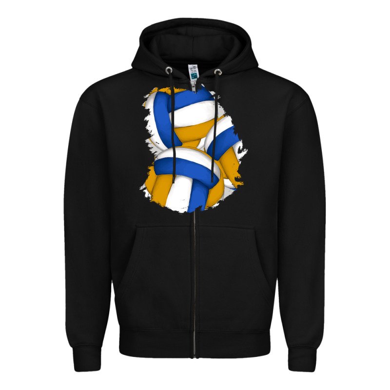 Volleyball Patch Zipper Hoodie by AdoDesignShop | Teevron