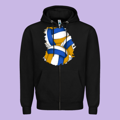 Volleyball Patch Zipper Hoodie Designed By Adodesignshop