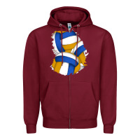 Burgundy volleyball patch Zipper Hoodie - AdoDesignShop
