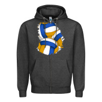 Charcoal Heather volleyball patch Zipper Hoodie - AdoDesignShop