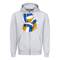 Heather Grey volleyball patch Zipper Hoodie - AdoDesignShop