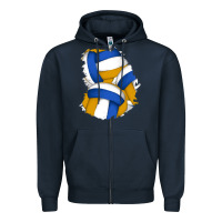 Navy volleyball patch Zipper Hoodie - AdoDesignShop
