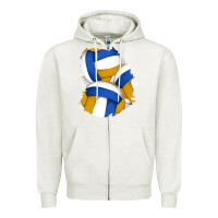 Oatmeal Heather volleyball patch Zipper Hoodie - AdoDesignShop