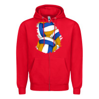 Red volleyball patch Zipper Hoodie - AdoDesignShop