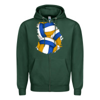 Sports Green volleyball patch Zipper Hoodie - AdoDesignShop