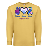 Antique Gold Peace love cure Thyroid Cancer Premium Sweatshirt - NancyCooperArtShop