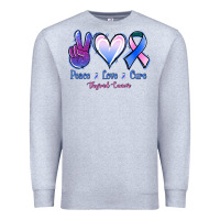 Heather Grey Peace love cure Thyroid Cancer Premium Sweatshirt - NancyCooperArtShop