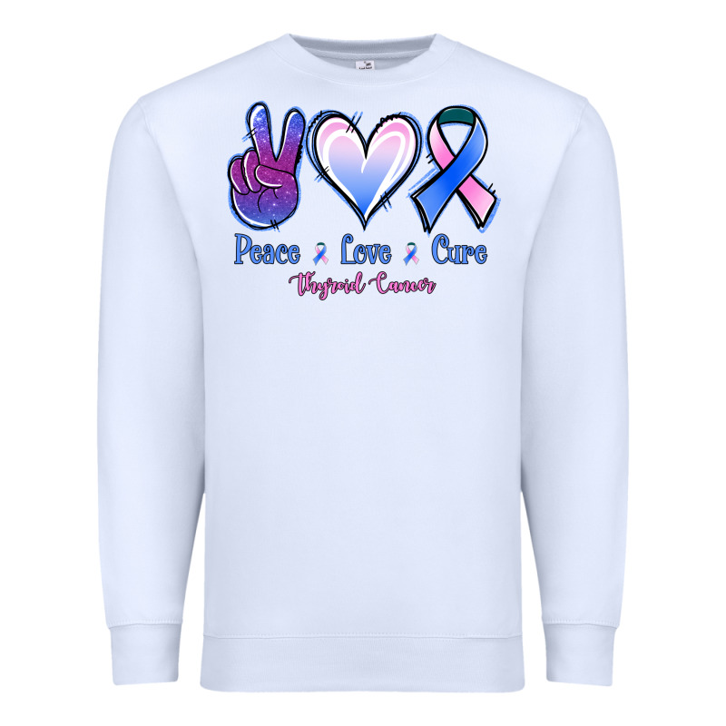 Peace Love Cure Thyroid Cancer Premium Sweatshirt by NancyCooperArtShop | Teevron