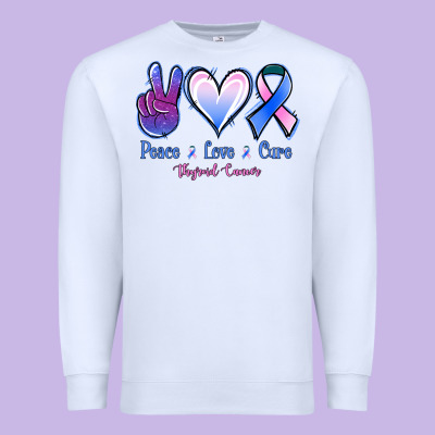 Peace Love Cure Thyroid Cancer Premium Sweatshirt Designed By Nancycooperartshop