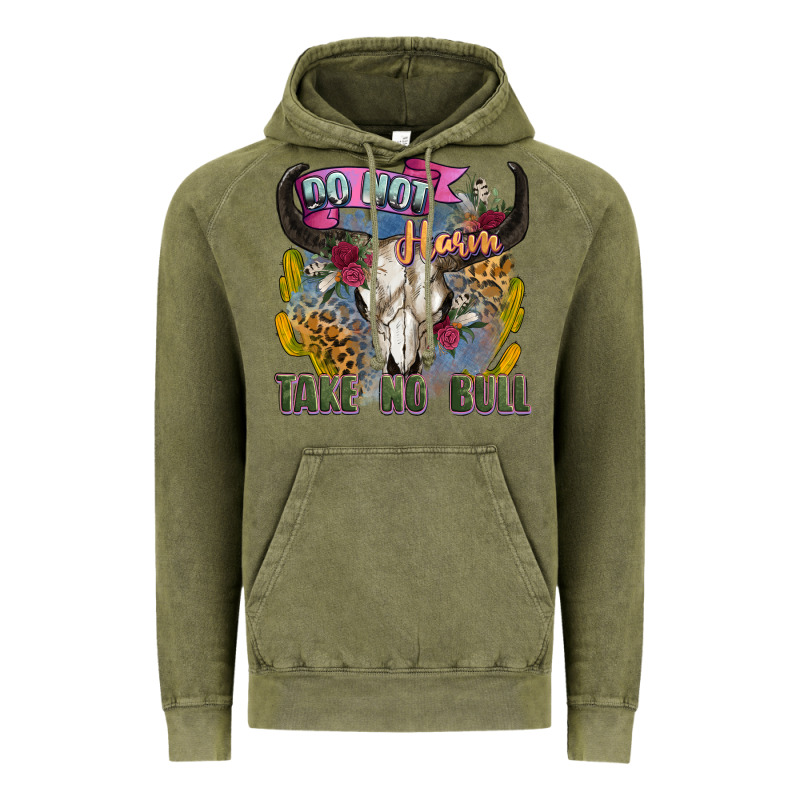 Do Not Harm Take No Bull Cow Skull Vintage Hoodie by Zillion Design Studio | Teevron