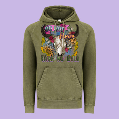Do Not Harm Take No Bull Cow Skull Vintage Hoodie Designed By Zillion Design Studio